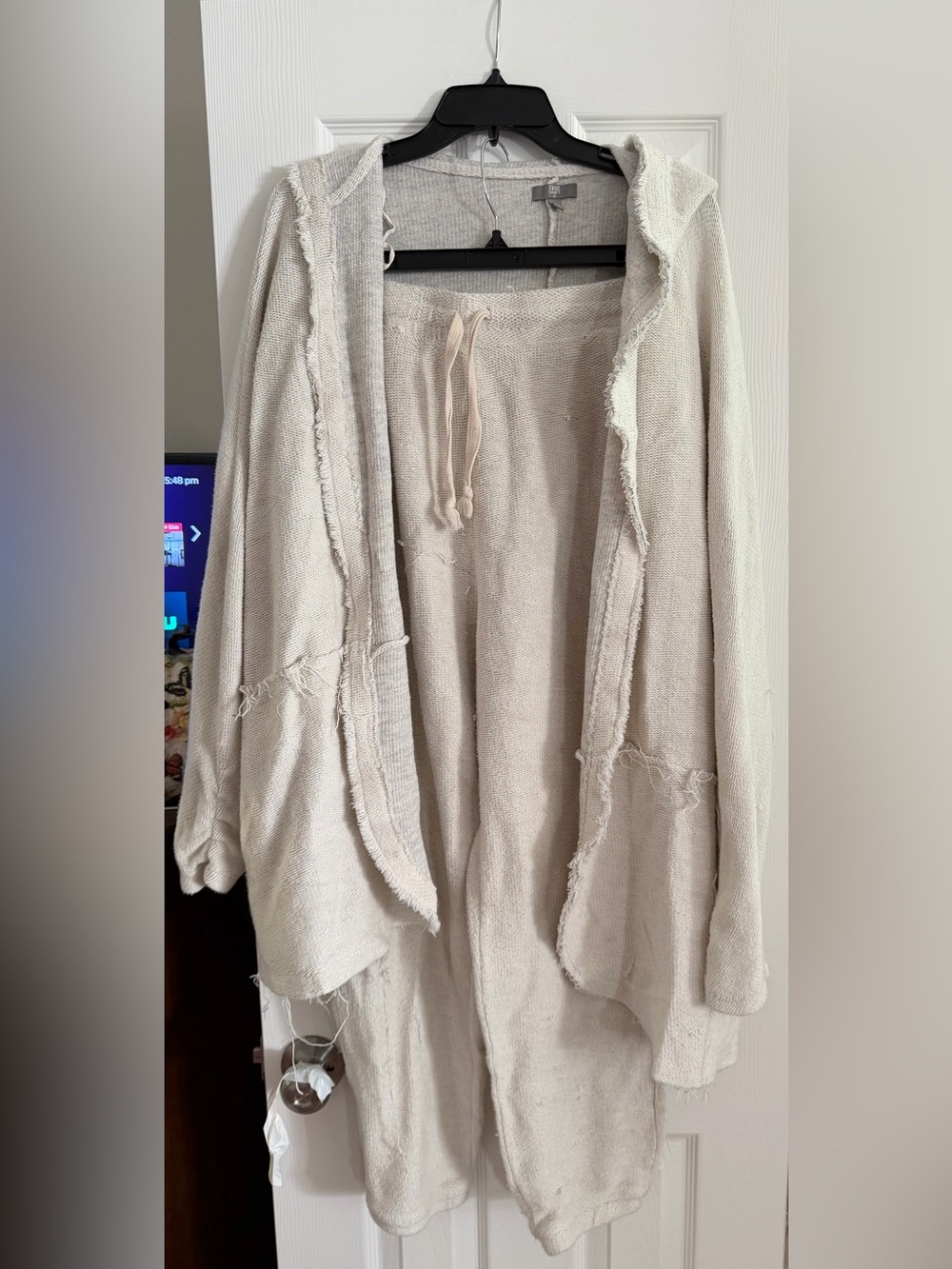Plus size True Craft set Cream Knit Open-Front Cardigan top 3x bottoms 2x